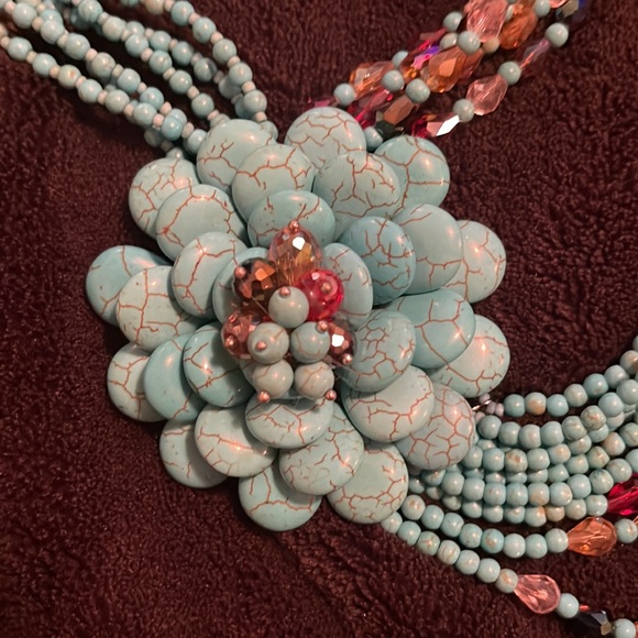 Joan Rivers Starlet Beadeds Turquoise Multishapes SilverTone Necklace 20"+3" - Picture 12 of 14